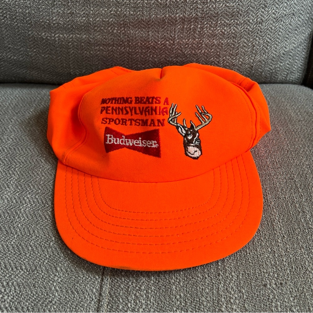 Budweiser Orange Hunting Cap with Deer Embroidery